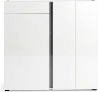 Dmora Scarpiera Ilda, Mobile Portascarpe un Cassetto, 9 Ripiani Made in Italy, 33x120x115h cm Bianco Lucido