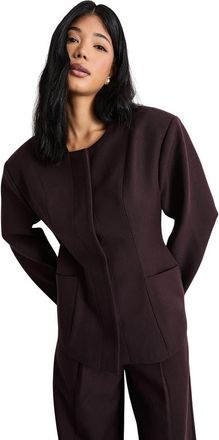 Warehouse Premium Tailored Moulded Waist Blazer in Chocolate at Nordstrom, Size 12
