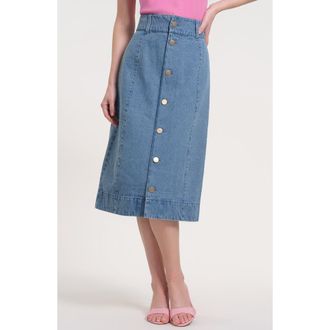 Isaac Mizrahi New York Button Front Denim Skirt at Nordstrom, Size 16