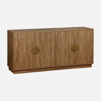 Sweeek Aparador De 4 Puertas Efecto Madera De Mango, Acanalado, 160cm