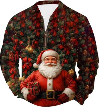 Generic Christmas Jumpers for Men Novelty Oversized Funny Santa Claus Christmas Sweatshirt Reindeer Nordic Xmas Jumpers 3D Print Graphic Pullover Sweaters Hol