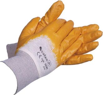 cofan Cofan - Guantes De Nitrilo Amarillos Con Revestimiento Impermeable Y No Absorbente De Larga Duraci&oacute;n T-10 ( Bl&iacute;ster 12 Pares) Amarillo