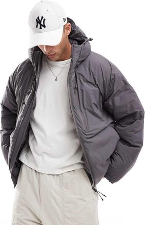 Jack & Jones Piumino grigio scuro con cappuccio e dettagli tecnici