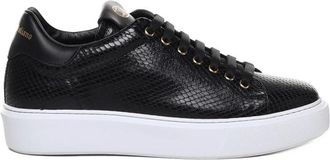 Giuliano Galiano Python-effect Leren Sneakers Zwart - Heren - Sneakers - Zwart - 44 EU - Leer - Schoenen