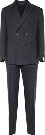 Lubiam Double Breasted Suit - Heren - Business pakken - Blauw - L - Wol - Kostuums