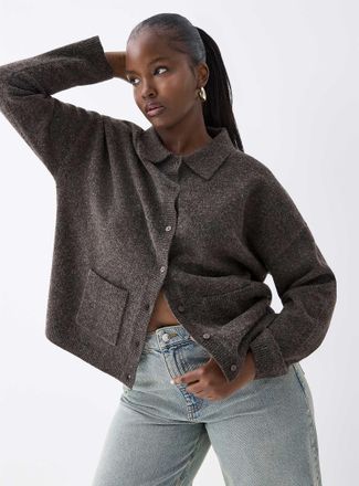 Twik Womens Patch pockets Polo Shirt-collar cardigan