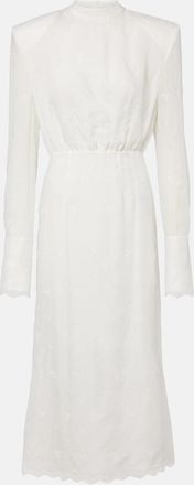 Magda Butrym Embroidered silk, wool and cotton-blend midi dress