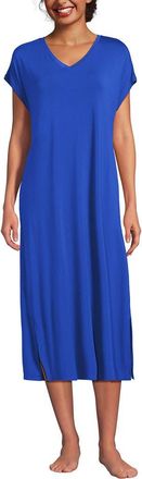Lands End Short Sleeve Cooling Midi Nightgown in Vibrant Lapis at Nordstrom, Size X-Small P