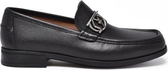 Ferragamo Black Leather Linus Loafers