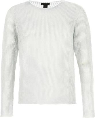 Avant Toi Ribgebreide Sweater met Ronde Hals - Heren - Ronde hals truien - Wit - XL - Truien & Vesten