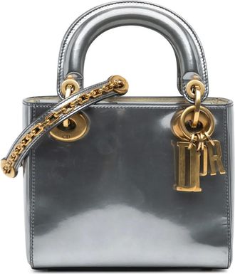 Dior Borsa a tracolla Lady Dior mini in pelle di vitello metallizzata 2018 - Argento