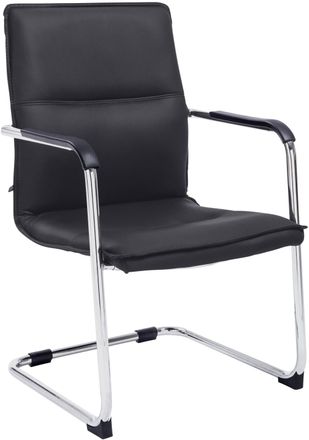 Clp Silla con patas de metal y asiento en Simil cuero Negro