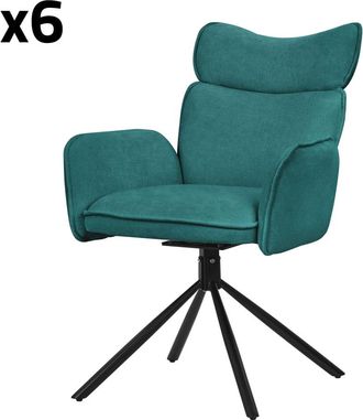ML Design Set de 6 Sillas de comedor giratorias ergon&oacute;micas turquesa oscuro