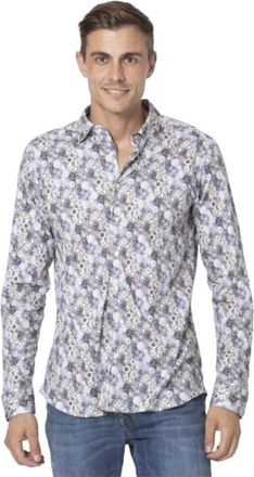 DeSoto Multicolor bloemenpatroon overhemd - Heren - Casual Overhemden - Grijs - 2XL - Katoen - Overhemden