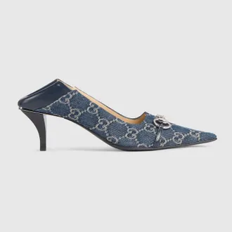 Gucci Womens Vittoria Ballerina, Blue, Fabric