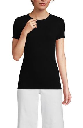 Lands End Cotton Rib T-shirt in Black at Nordstrom, Size X-Large P