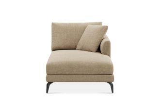 Castlery Lena Right Chaise Sofa Customized, (Washed Chenille) Sand (Matte Black Legs), Machine Washable, Removable Covers for Sofas, Castlery