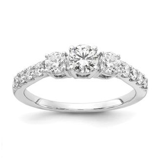 Diamond2Deal 14k White Gold Lab Grown Diamond 3-Stone Band Ring 1.5Ct Clarity- VS Color- G-H