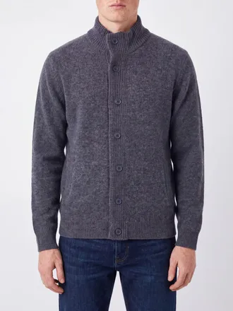 Barbour Cardigan in pura lana con collo alto e chiusura a bottoni