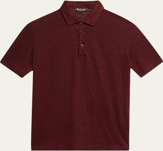 Loro Piana Mens Linen Jersey Dublon Polo Shirt