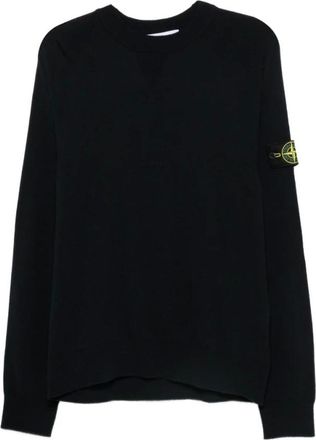 Stone Island Virgin Wool Blend Jumper - male - Stone Island - Round-neck Knitwear - Blue - XL - Knitwear