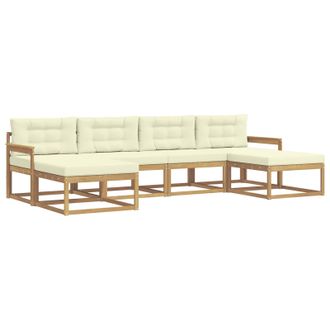 vidaXL Conjunto De Sof&aacute;s De Exterior Con Coj&iacute;n 6 Pcs Blanco Y Crema Vidaxl