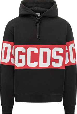 GCDS Gcds Black Sweatshirt With Red Logo And Hoodie