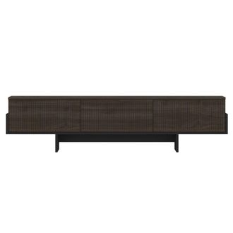 Calicosy Mueble de tv 3 puertas estriadas l180 cm - nogal y negro