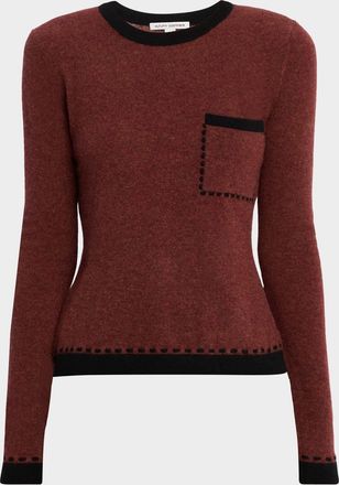 Autumn Cashmere Two-Tone Crewneck Cashmere Sweater