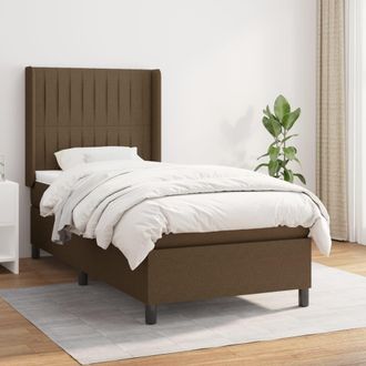 vidaXL Vidaxl - Cama Box Spring Con Colch&oacute;n Tela Marr&oacute;n Oscuro 80x200 Cm