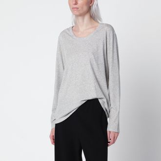 The Row Fraya Light Grey M&eacute;lange Cotton Jersey T-Shirt