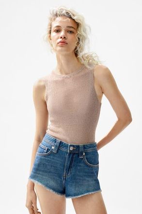H&M Frayed Denim Shorts in Denim Blue at Nordstrom, Size 10