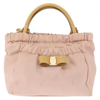 Ferragamo Vala Nylon Pink Nylon Handbag (Pre-Owned)