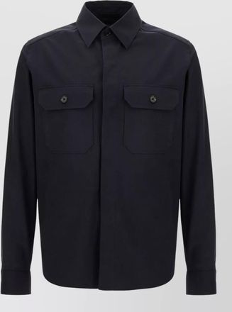 Ermenegildo Zegna shirt straight cut collar buttoned chest pockets