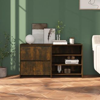 vidaXL Aparador De 2 Piezas Madera Manufacturada Color Roble Ahumado Vidaxl