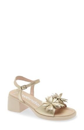 Wonders Flower Ankle Strap Slide Sandal in Max Platino at Nordstrom, Size 9.5-10Us