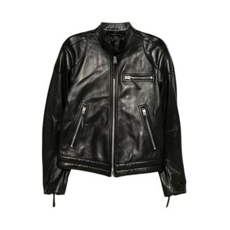Tom Ford Jassen, Heren, Zwart, 3Xl, Leer, Nappa Grain Leren Bikerjack