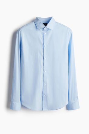 H&M Stretchiges Hemd in Slim Fit - Hellblau