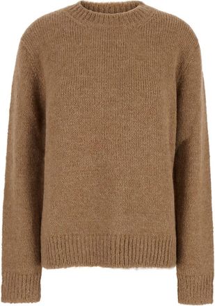 Jil Sander Oversized Beige Sweater With Ribbed Trim In Wool Woman