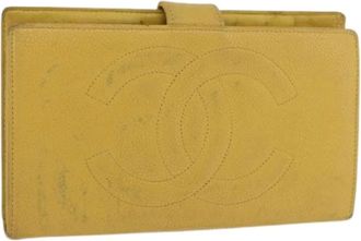 Chanel Pre-owned Wallets, female, Yellow, Size: ONE SIZE Pre-owned Vintage Long Wallet