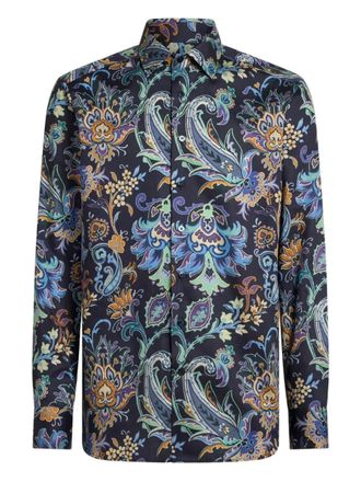 Etro paisley floral long-sleeves shirt - Blue