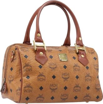 MCM Visetos Logogramme Leather Brown Leather Handbag (Pre-Owned)