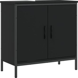 vidaXL Vidaxl - Armario para lavabo de baño madera ingeniería negro 60x30x60 cm