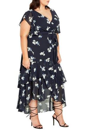 City Chic Demure Floral Faux Wrap High-Low Dress at Nordstrom Rack, Size 14W