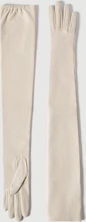 Brunello Cucinelli Nappa leather long gloves in White at Nordstrom, Size Medium
