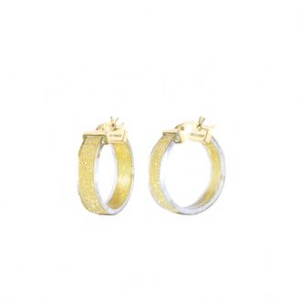 Gold & Honey Womens Wide Glitter Lucite Hoop Earrings In Clear Gold