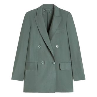 Max Mara Blazers, female, Green, Size: XS Double-breasted wool and silk blazer