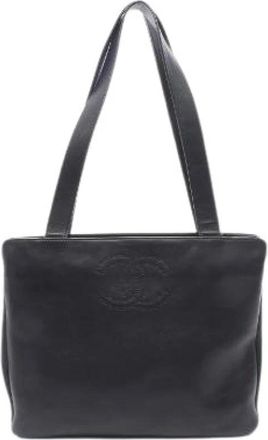 Chanel Pre-owned Coco Mark Lamsleer Tote Bag - Dames - Vintage Shopper - Zwart - ONE Size - Leer - Vintage