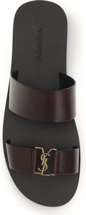 Saint Laurent Mens Sandals Babylone Coffee Calfskin Calf Leather