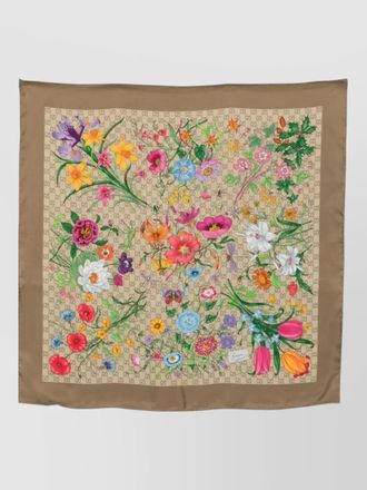Gucci flora silk square scarf border detail